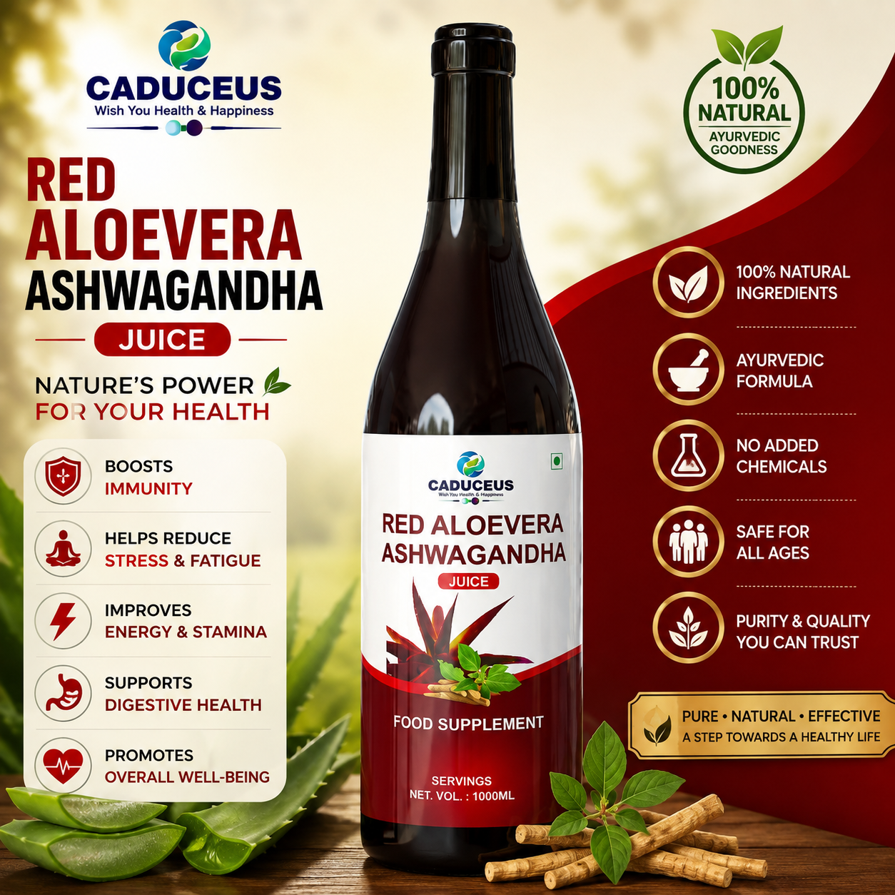 Red Aloevera Juice - Caduceus wellness product